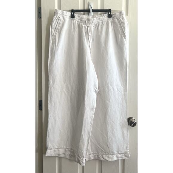 LANE BRYANT Plus White Linen Blend Lagenlook Wide Leg Pull On Pants - Picture 2 of 14